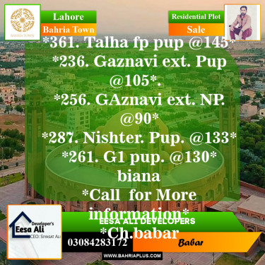 Residential Plot for Sale in Bahria Town, Lahore - (BP-152262)
