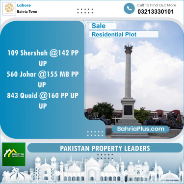 Residential Plot for Sale in Sector F - Shershah Block -  Bahria Town, Lahore - (BP-152283)