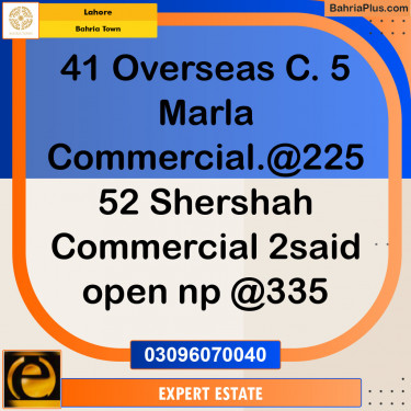 Commercial Plot for Sale in Overseas C -  Bahria Town, Lahore - (BP-152301)
