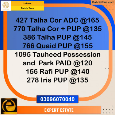 Residential Plot for Sale in Sector F - Talha Block -  Bahria Town, Lahore - (BP-152309)