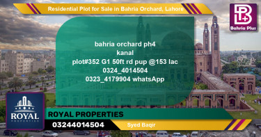 Residential Plot for Sale in Bahria Orchard, Lahore - (BP-152326)