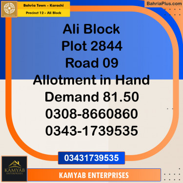 125 Sq. Yards Residential Plot for Sale in Precinct 12 - Ali Block -  Bahria Town, Karachi - (BP-152335)
