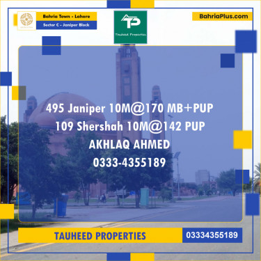 Residential Plot for Sale in Sector C - Janiper Block -  Bahria Town, Lahore - (BP-152372)