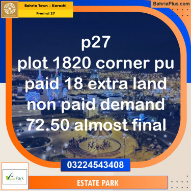 Residential Plot for Sale in Precinct 27 -  Bahria Town, Karachi - (BP-152415)