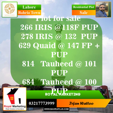 Residential Plot for Sale in Bahria Town, Lahore - (BP-152444)