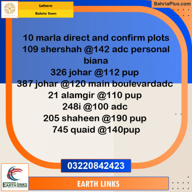Residential Plot for Sale in Bahria Town, Lahore - (BP-152474)