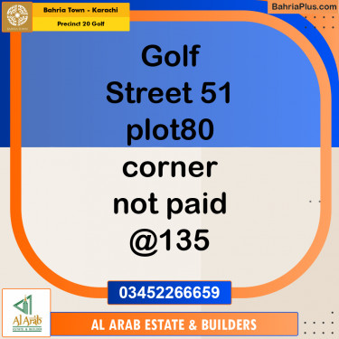 500 Sq. Yards Residential Plot for Sale in Precinct 20 Golf -  Bahria Town, Karachi - (BP-152495)