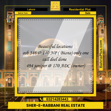 Residential Plot for Sale in Bahria Town, Lahore - (BP-152498)
