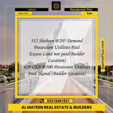 Residential Plot for Sale in Bahria Town, Lahore - (BP-152543)