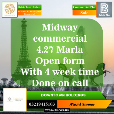 Commercial Plot for Sale in Overseas A / Awais Qarni Commercial -  Bahria Town, Lahore - (BP-152558)