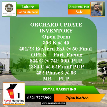 Residential Plot for Sale in Bahria Orchard, Lahore - (BP-152602)