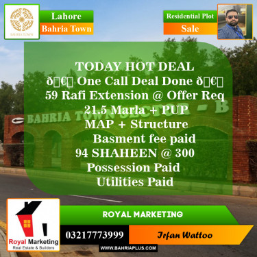 Residential Plot for Sale in Bahria Town, Lahore - (BP-152606)