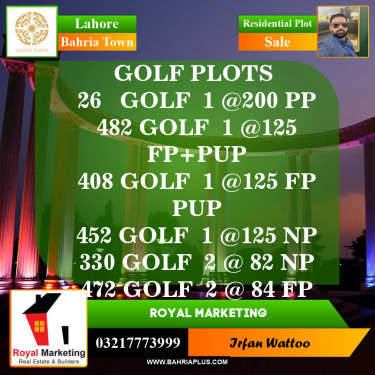 Residential Plot for Sale in Bahria Town, Lahore - (BP-152613)
