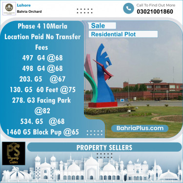 Residential Plot for Sale in Phase 4 - G4 Block -  Bahria Orchard, Lahore - (BP-152720)