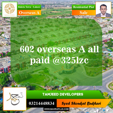 Residential Plot for Sale in Overseas A -  Bahria Town, Lahore - (BP-152739)
