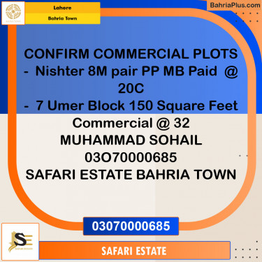Commercial Plot for Sale in Bahria Town, Lahore - (BP-152748)