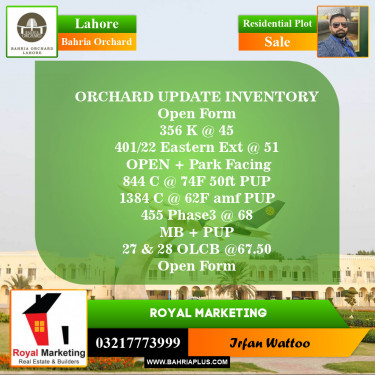 Residential Plot for Sale in Bahria Orchard, Lahore - (BP-152749)