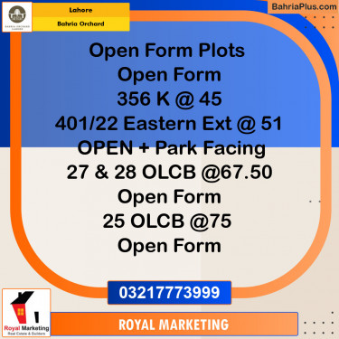 Residential Plot for Sale in Bahria Orchard, Lahore - (BP-152750)