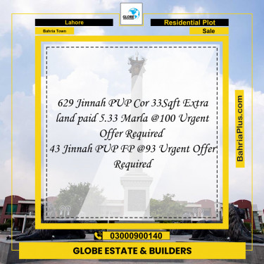 Residential Plot for Sale in Bahria Town, Lahore - (BP-152755)