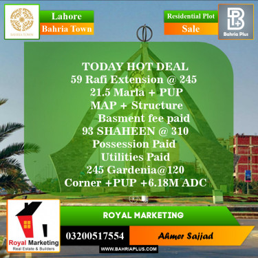 Residential Plot for Sale in Bahria Town, Lahore - (BP-152795)