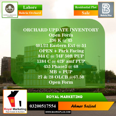Residential Plot for Sale in Bahria Orchard, Lahore - (BP-152798)