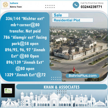 Residential Plot for Sale in Bahria Town, Lahore - (BP-152838)