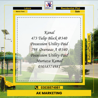 Residential Plot for Sale in Bahria Town, Lahore - (BP-152841)