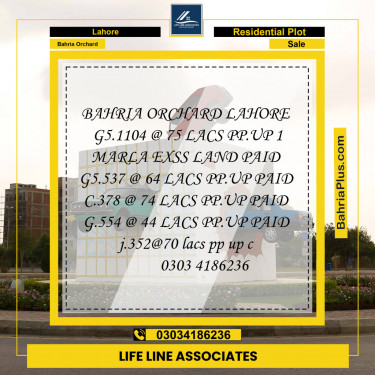 Residential Plot for Sale in Phase 4 - G5 Block -  Bahria Orchard, Lahore - (BP-152902)