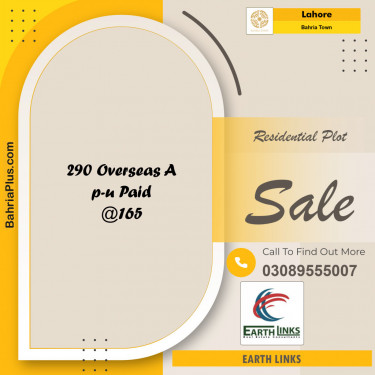 Residential Plot for Sale in Overseas A -  Bahria Town, Lahore - (BP-152927)