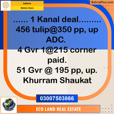 Residential Plot for Sale in Bahria Town, Lahore - (BP-152972)