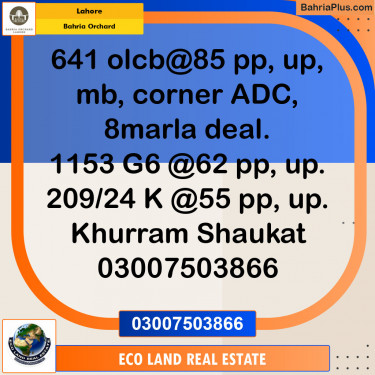 Residential Plot for Sale in Bahria Orchard, Lahore - (BP-152974)