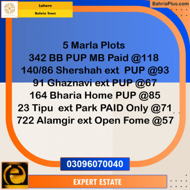 Residential Plot for Sale in Bahria Town, Lahore - (BP-152989)