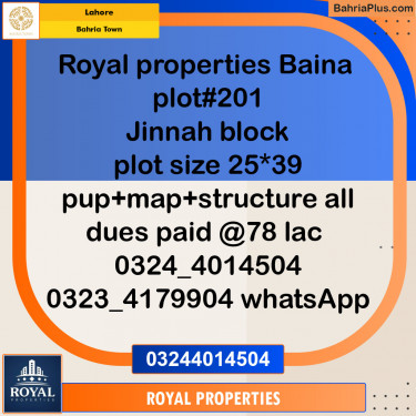 Residential Plot for Sale in Bahria Town, Lahore - (BP-152991)