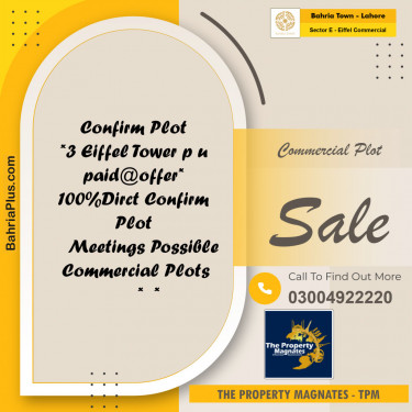 Commercial Plot for Sale in Sector E - Eiffel Commercial -  Bahria Town, Lahore - (BP-153024)