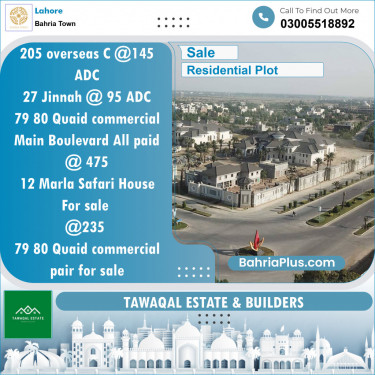 Residential Plot for Sale in Bahria Town, Lahore - (BP-153037)
