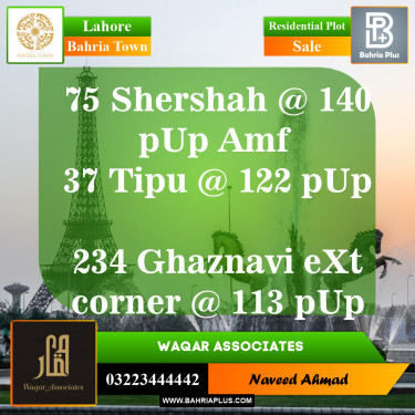Residential Plot for Sale in Sector F - Shershah Block -  Bahria Town, Lahore - (BP-153040)