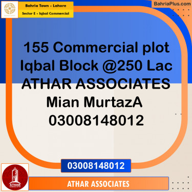 Commercial Plot for Sale in Sector E - Iqbal Commercial -  Bahria Town, Lahore - (BP-153049)
