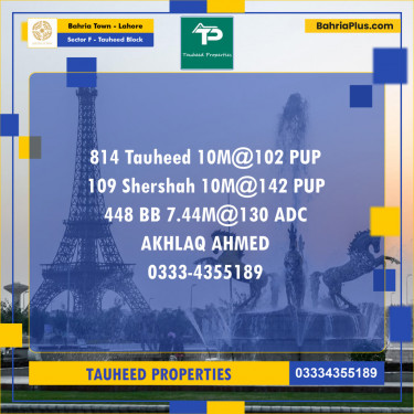 Residential Plot for Sale in Sector F - Tauheed Block -  Bahria Town, Lahore - (BP-153050)