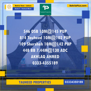 Residential Plot for Sale in Sector F - Tauheed Block -  Bahria Town, Lahore - (BP-153055)