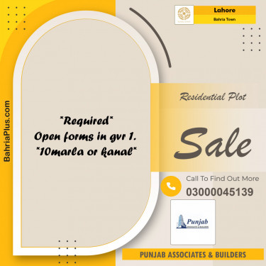 Residential Plot for Sale in Bahria Town, Lahore - (BP-153124)