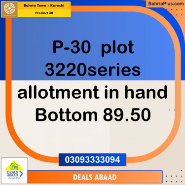 250 Sq. Yards Residential Plot for Sale in Precinct 30 -  Bahria Town, Karachi - (BP-153125)