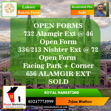 Residential Plot for Sale in Sector F - Alamgir Block -  Bahria Town, Lahore - (BP-153190)