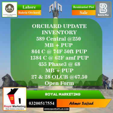 Residential Plot for Sale in Bahria Orchard, Lahore - (BP-153206)