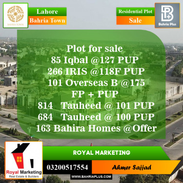 Residential Plot for Sale in Bahria Town, Lahore - (BP-153215)