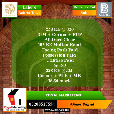 Residential Plot for Sale in Bahria Town, Lahore - (BP-153217)