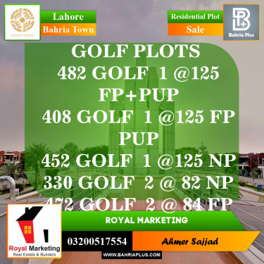 Residential Plot for Sale in Bahria Town, Lahore - (BP-153219)