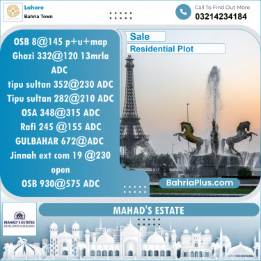 Residential Plot for Sale in Overseas B -  Bahria Town, Lahore - (BP-153225)