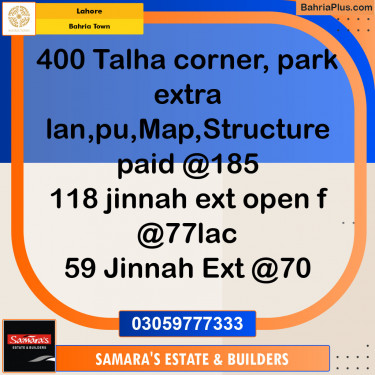 Residential Plot for Sale in Sector F - Talha Block -  Bahria Town, Lahore - (BP-153237)