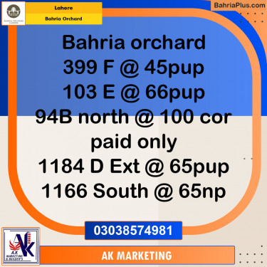 Residential Plot for Sale in Phase 2 - F Block -  Bahria Orchard, Lahore - (BP-153291)