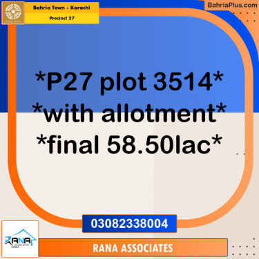 Residential Plot for Sale in Precinct 27 -  Bahria Town, Karachi - (BP-153309)